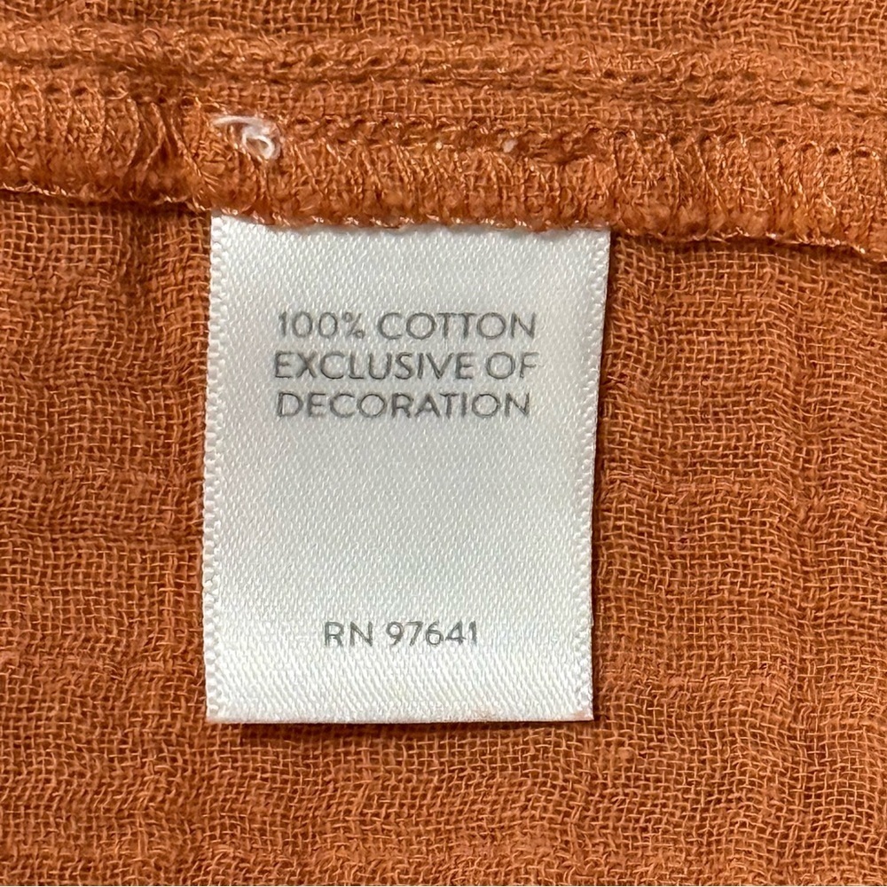 J. Jill Terracotta Cotton Gauze Blouse with Embroidered Sleeves - Picture 9 of 9